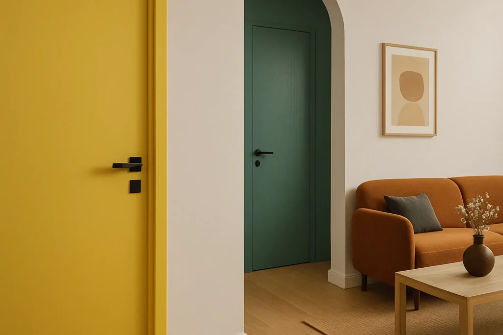 Si la porte intérieure est un objet architectural, elle est aussi un outil graphique.